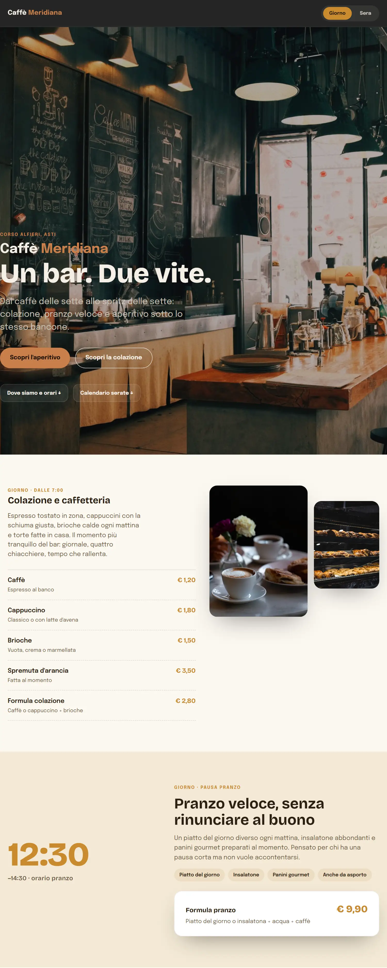 Il sito modello per bancone di una caffetteria