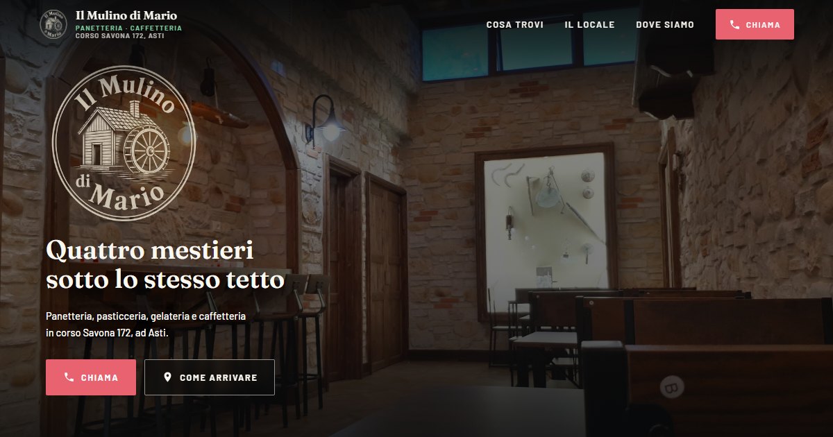 L'anteprima del sito del Mulino di Mario