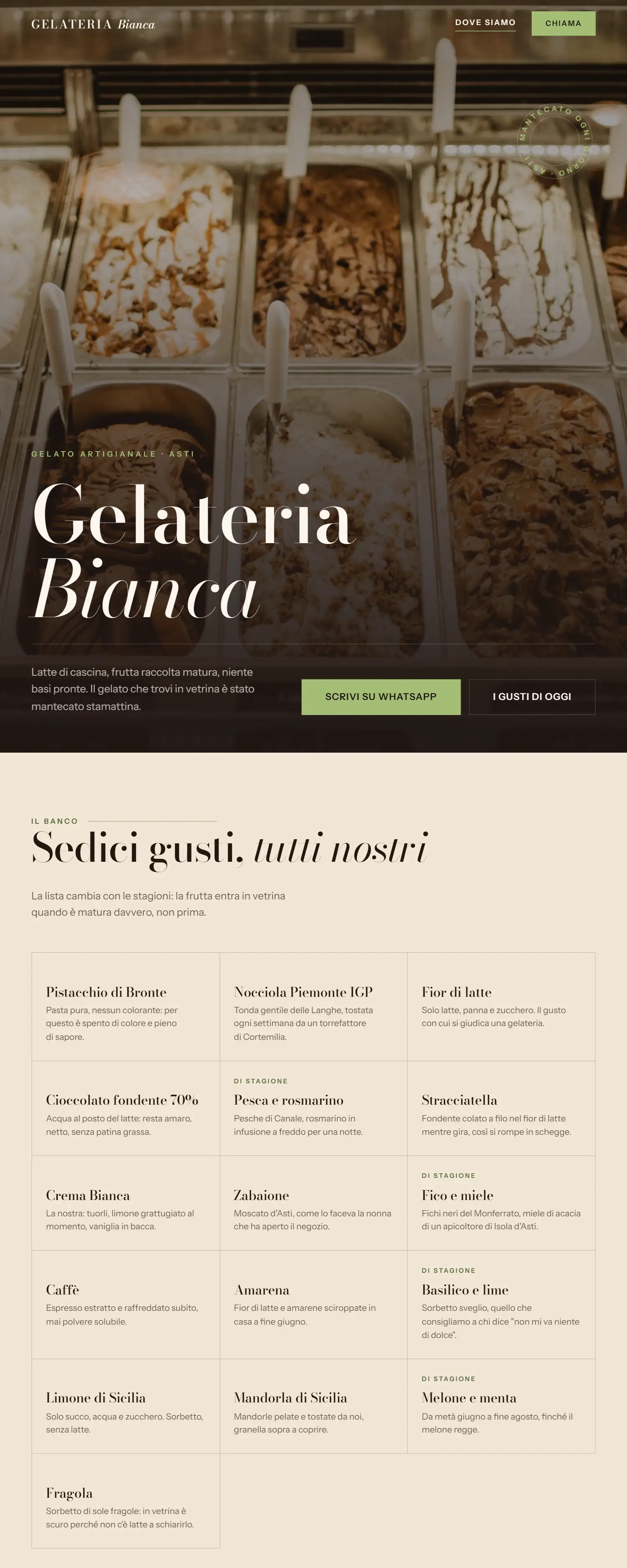 Il sito modello per gelato artigianale